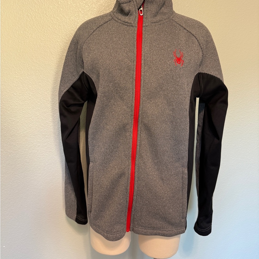 Spyder Gray Fleece Jacket with Red‎ Details